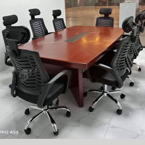 2.4m executive boardroom table, headrest office seat, mahogany coat hanger, 1-way workstation, executive office seat, catalina conference seat, orthopedic office seat, brown dressing mirror, 2-door metallic filing office cabinet with safe