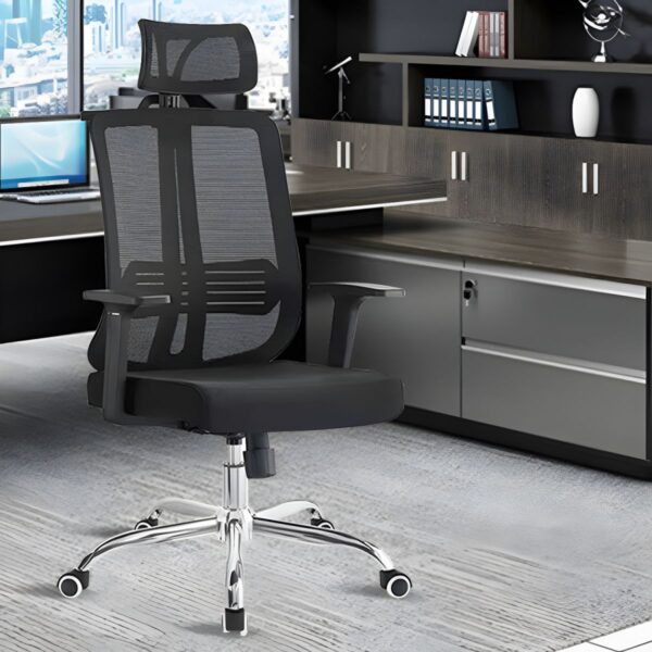 headrest office seat, mahogany coffee table, 2-door filing cabinet with safe, 1.2m executive office desk, executive directors seat, executive visitors seat, 4-way workstation, 2.4m boardroom table, headrest office seat, chrome visitors seat, 2.4m reception desk, 3-seater padded waiting bench