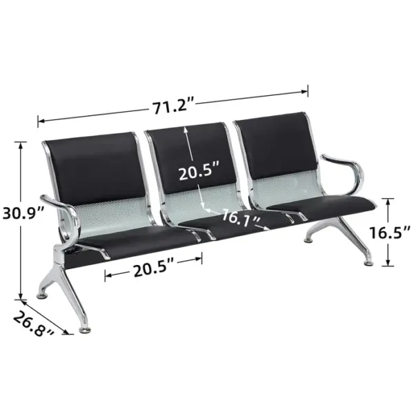 5-seater executive waiting bench, 2-way workstation, headrest office seat, 2.4m boardroom table, 2-door full metallic filing cabinet, 1.6m executive office desk, chrome visitors seat