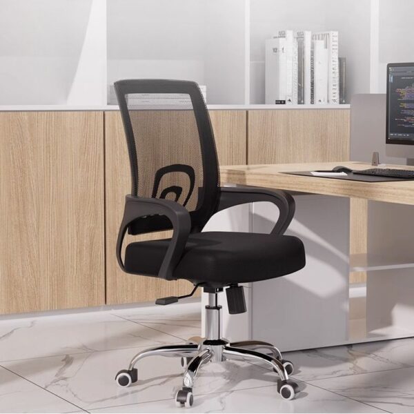 headrest office seat, 2.4m boardroom office table, mesh visitors office seat, 4-way office workstation, orthopedic office seat, 3-seater non padded office waiting bench, 3-door filing office cabinet