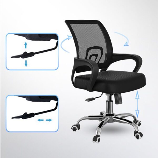 headrest office seat, 2.4m boardroom office table, mesh visitors office seat, 4-way office workstation, orthopedic office seat, 3-seater non padded office waiting bench, 3-door filing office cabinet