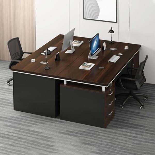 6-way workstation, headrest office seat, chrome visitors seat, 3m boardroom table, catalina conference seat, 2m executive office desk, mahogany coat hanger, executive visitors seat