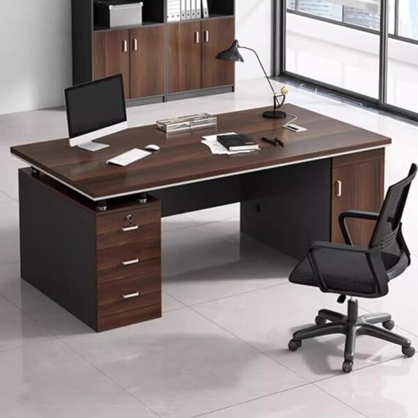 6-way workstation, headrest office seat, chrome visitors seat, 3m boardroom table, catalina conference seat, 2m executive office desk, mahogany coat hanger, executive visitors seat