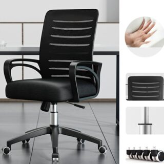 high back visitors office seat, 2.4m boardroom office table, executive directors seat, 1.6m executive office desk, headrest office seat, 5-seater executive waiting bench, mesh visitors office seat, 2m reception office desk, chrome visitors seat