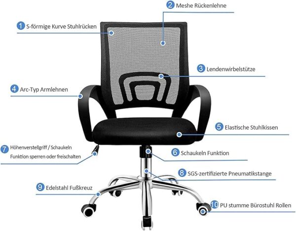 Headrest Office Chair, Mahogany Office Chair, Executive Office Chair, 2-Way Office Workstation, mesh visitors chair, 1.6m Office Desk