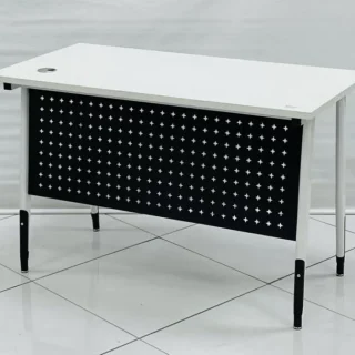 1.6m reception desk, 2- door metallic filing office cabinet, 2-way workstation, 2m executive office desk, 2way workstation, 3-link padded waiting bench, 3m boardroom table, captain mesh office seat, catalina visitors seat