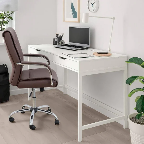 【ERGONOMIC DESIGN】- Scurve model backrest designed according to ergonomic will give you lumar support,Soft padding and waterfall seat edge for less pressure on the back of your legs so you can stay comfortable even when you have to sit down for hours. 【HIGH END MATERIAL】- 3.2 inches thick padded seat,Full PU leather covered armrests,skin friendly and wear-resisting;High Density shaping Foam,more comfortable,anti-oxidation,elasticity resilience and service life 【MULTI-FUNCTION】- 360-degree swivel,heavy-duty base and smooth-rolling casters make a superb stable structure,the whole chair can rocked back and forth,you can personally adjust the chairs height of the chair to match your needs,Perfect for relax during your busy working days. 【PRODUCT DIMENSION】- Size of Back: 19.8"X24.0"(LXW),Size of Seat: 19.8"X18.5"(LXW),Seat adjustable height:16.0"-19.5" inch,Maximum weight: 300 LB. 【WHAT YOU GET】- A comfortable office chair, all the tools needed for assembly, great after-sales service - answers to all questions within 24 hours