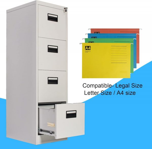 Modern 4-Drawer Metal Filing Cabinet - Image 4