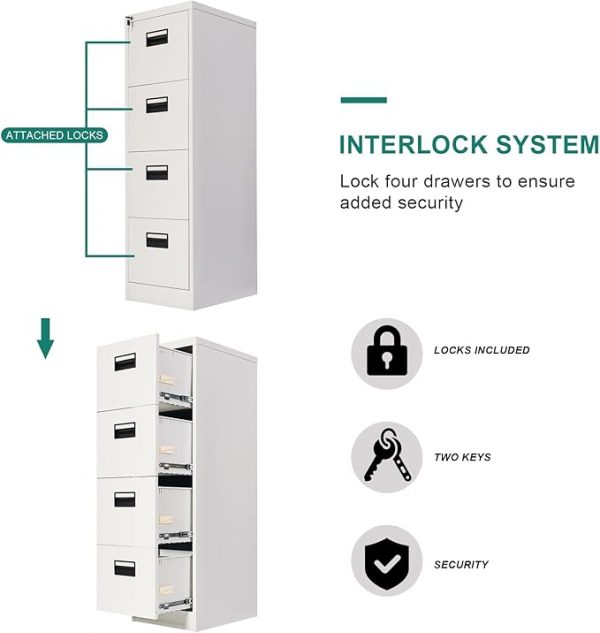Modern 4-Drawer Metal Filing Cabinet - Image 6