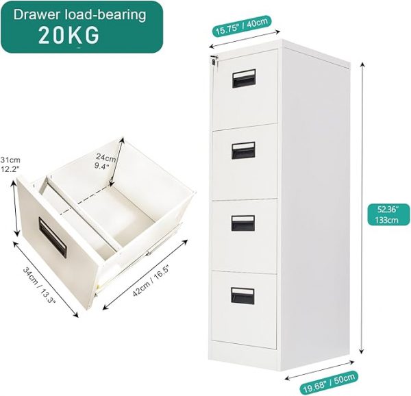 Modern 4-Drawer Metal Filing Cabinet - Image 7