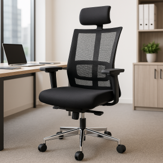 2-door full glass filing office cabinet, 2.4m boardroom office table, 2m executive office desk, 4-way workstation, catalina conference seat, executive visitors office seat, foldable sturdy chair, orthopedic office seat