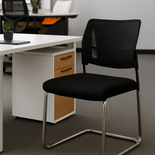 Chrome Armless  Visitors Chair