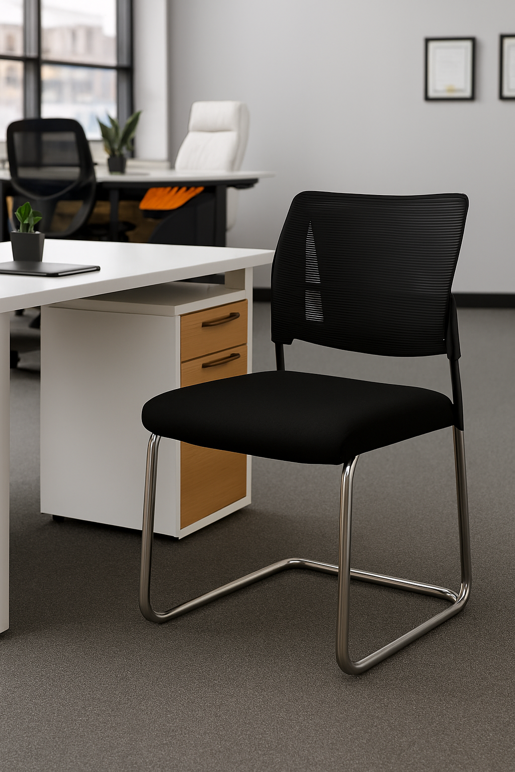 Chrome Armless Visitors Chair