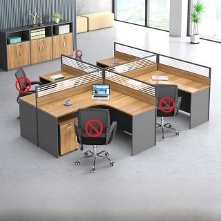 4-way curved workstation modern office desk Kenya Collaborative office workstation with curved design for teams Durable 4-person curved workstation for corporate office Open-plan office curved workstation with storage options