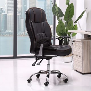 Reclining executive office chair with high-back ergonomic support