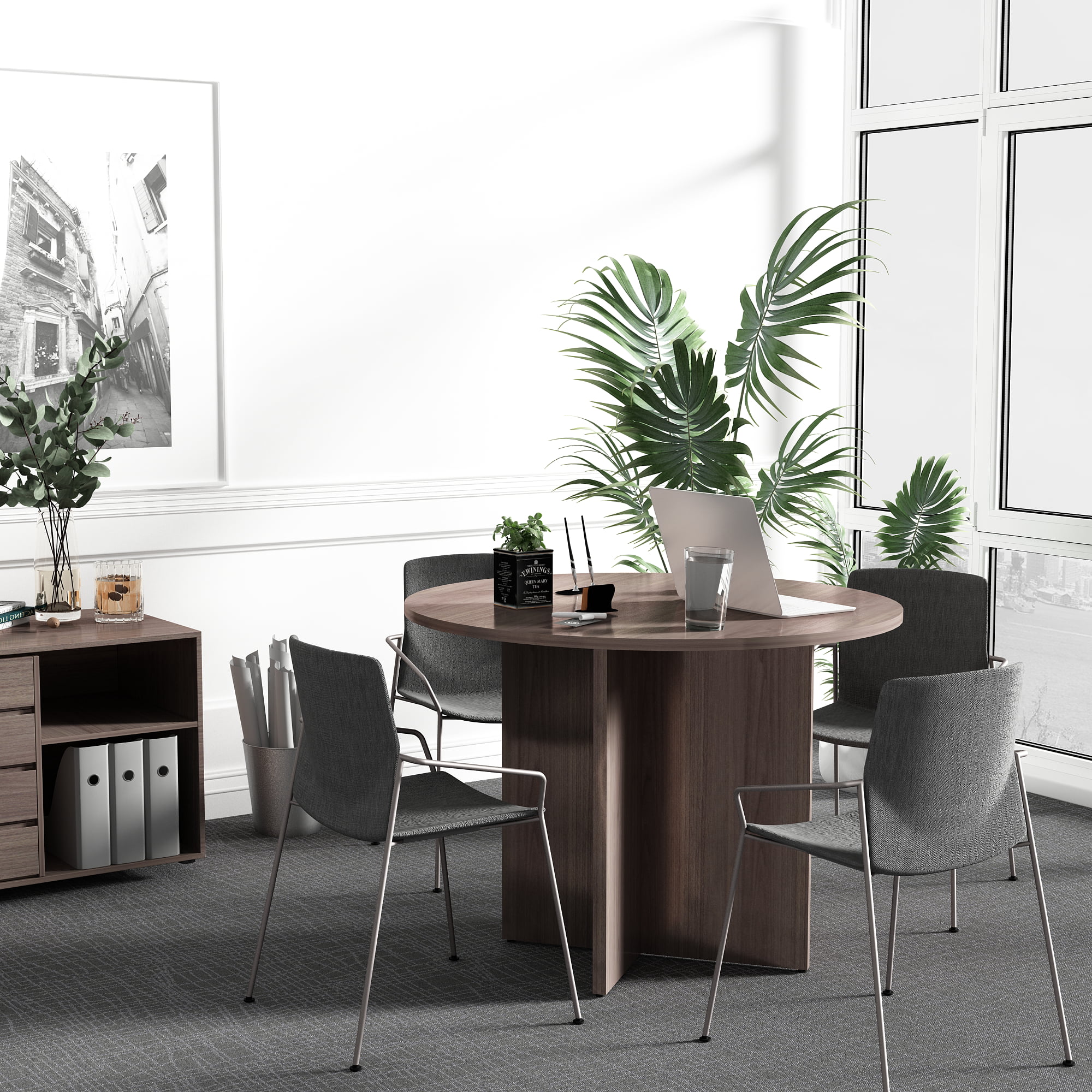 4-seater round conference table in Saika Nairobi office Modern round meeting table for boardrooms Nairobi Kenya Compact office conference table for executives Saika Durable round table for corporate meetings Nairobi Professional office furniture round conference table Kenya