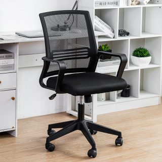 Ergonomic mesh office chair with lumbar support Breathable mesh seat for long office working hours Adjustable ergonomic office chair with swivel base Modern mesh office chair for home and corporate workspace