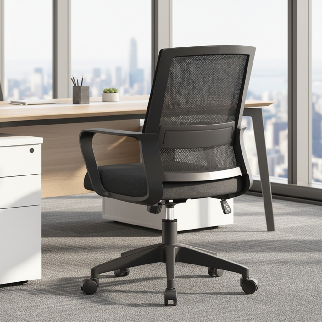 Ergonomic mesh office chair with lumbar support and adjustable height – affordable office furniture in Nairobi Kenya.