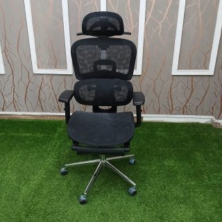 High-back orthopedic office chair with ergonomic lumbar support