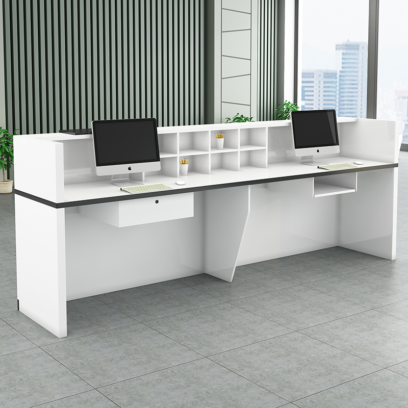 2m reception desk for office in Kenya Modern front office reception counter Nairobi 2 meter reception desk with storage drawers Office reception desk design Kenya Large reception counter for corporate office