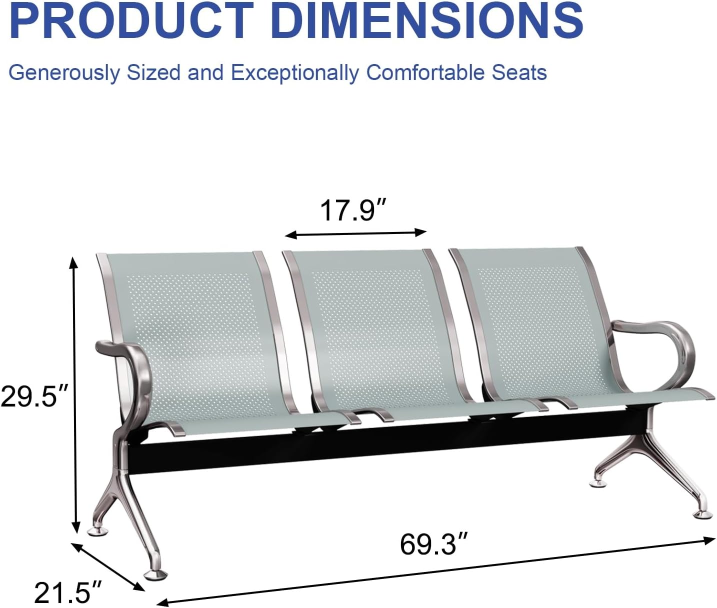 3-Link Non-Padded Office Waiting Bench - Image 4