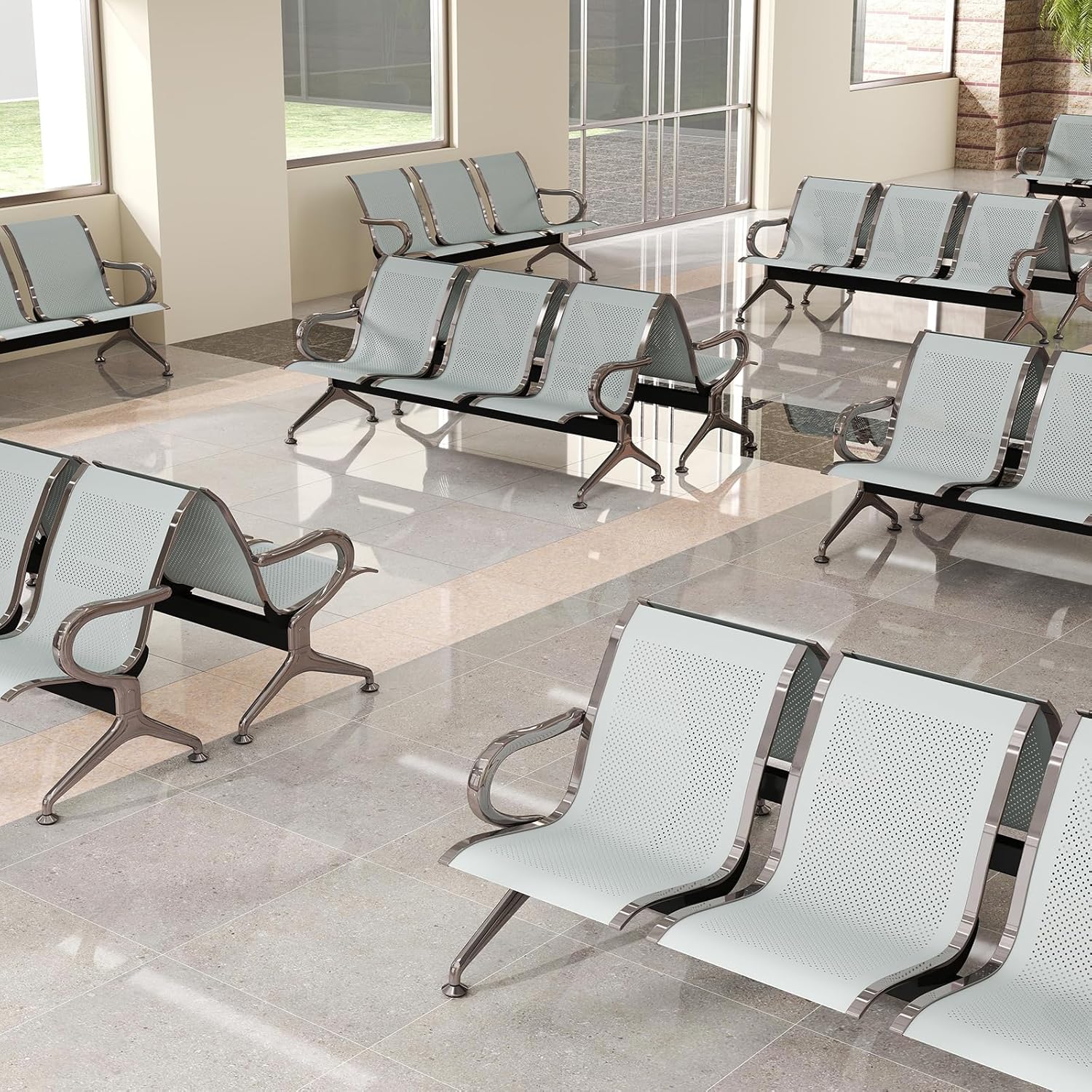 3-Link Non-Padded Office Waiting Bench - Image 2