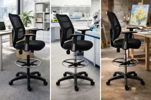 secretarial office seat, catalina office seeat, 5-seater waiting sofa, 1.4m receptioon office desk, 2-door filing cabinet