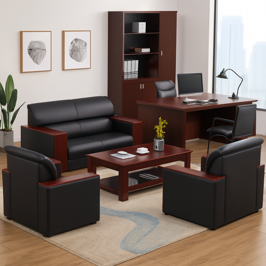 1-way office workstatiion, secretarial office seat, catalina office seeat, 5-seater waiting sofa, 1.4m receptioon office desk, 2-door filing cabinet