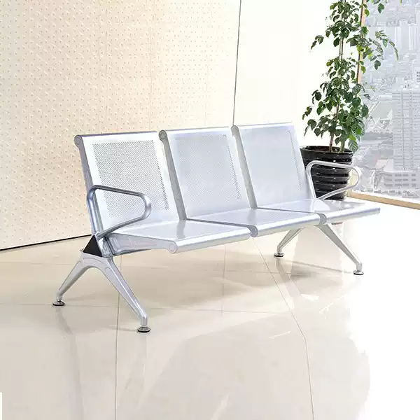 3-Seater Perforated Steel Office Waiting Bench - Image 8