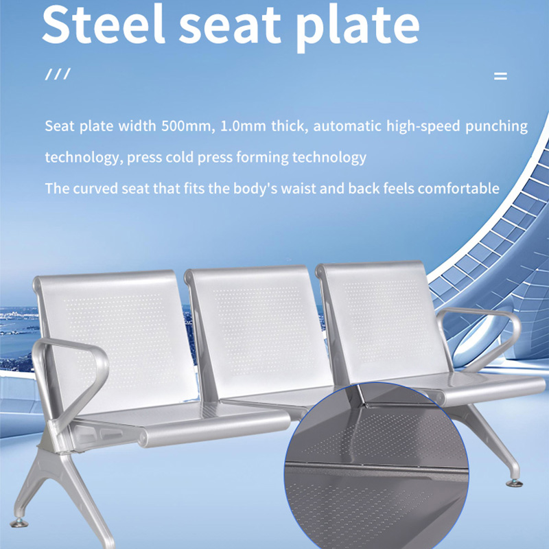 3-Seater Perforated Steel Office Waiting Bench - Image 4
