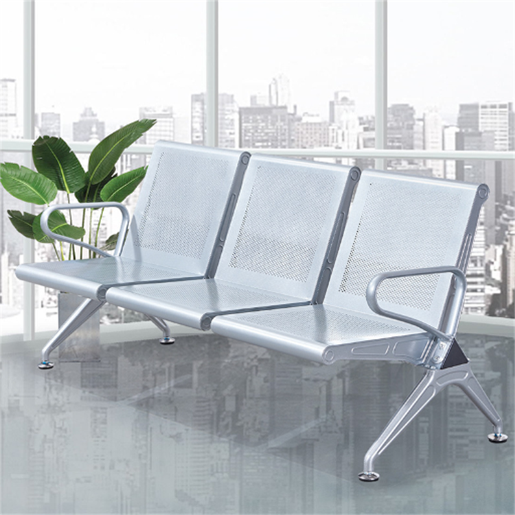 3-Seater Perforated Steel Office Waiting Bench