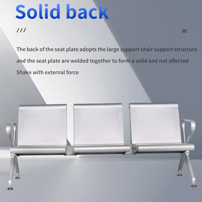 3-Seater Perforated Steel Office Waiting Bench - Image 6
