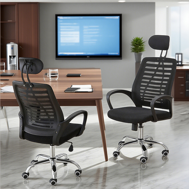 Black ergonomic office chair with headrest available in Nairobi, Kenya.