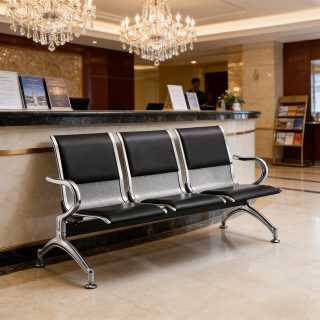 Three-seater padded waiting bench for office reception areas in Nairobi, Kenya.