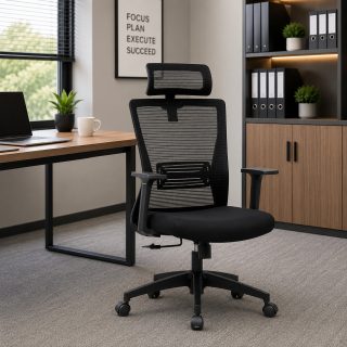 Ergonomic orthopedic office chair with lumbar support and headrest in Nairobi, Kenya.