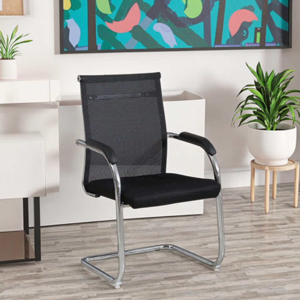 Ergonomic mesh visitors chair with cushioned seat and chrome frame in Nairobi, Kenya
