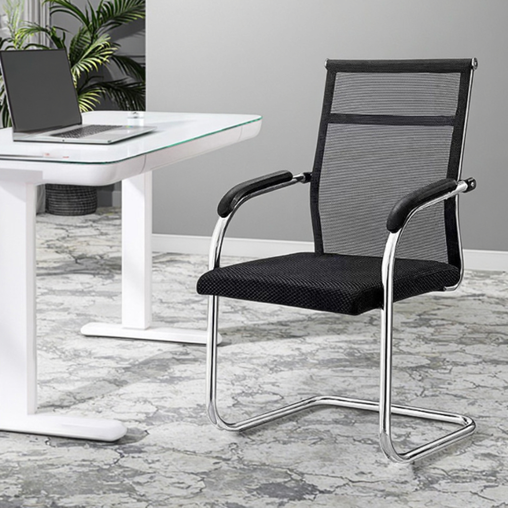 Ergonomic mesh visitors chair with cushioned seat and chrome frame in Nairobi, Kenya