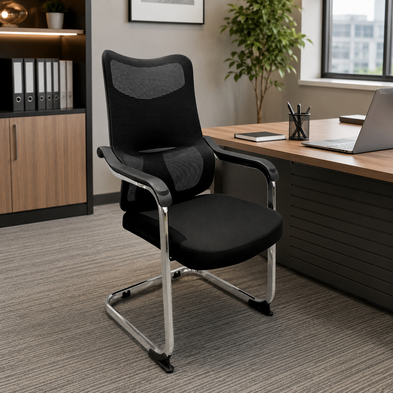 Ergonomic orthopedic visitor chair with lumbar support and cushioned seat in Nairobi, Kenya