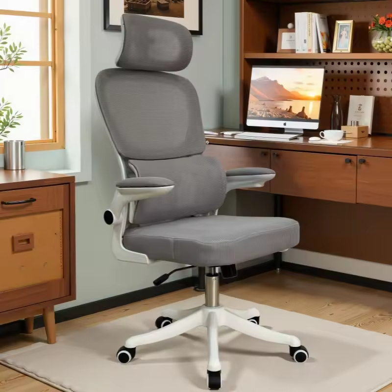 Orthopedic office seat with ergonomic high-back design, lumbar support, breathable mesh backrest, padded seat, adjustable armrests, and wheeled base, ideal for offices in Nairobi, Kenya.