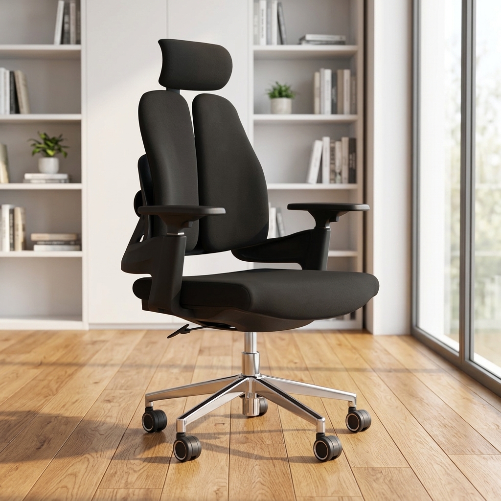 Dual orthopedic office seat with ergonomic back support for comfortable long-hour office use in Nairobi, Kenya.