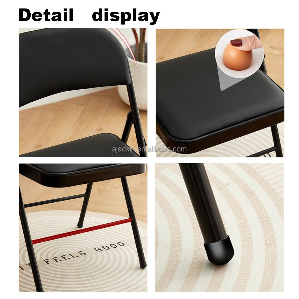 Black foldable office seat with a space-saving design for flexible office and meeting areas in Nairobi, Kenya.
