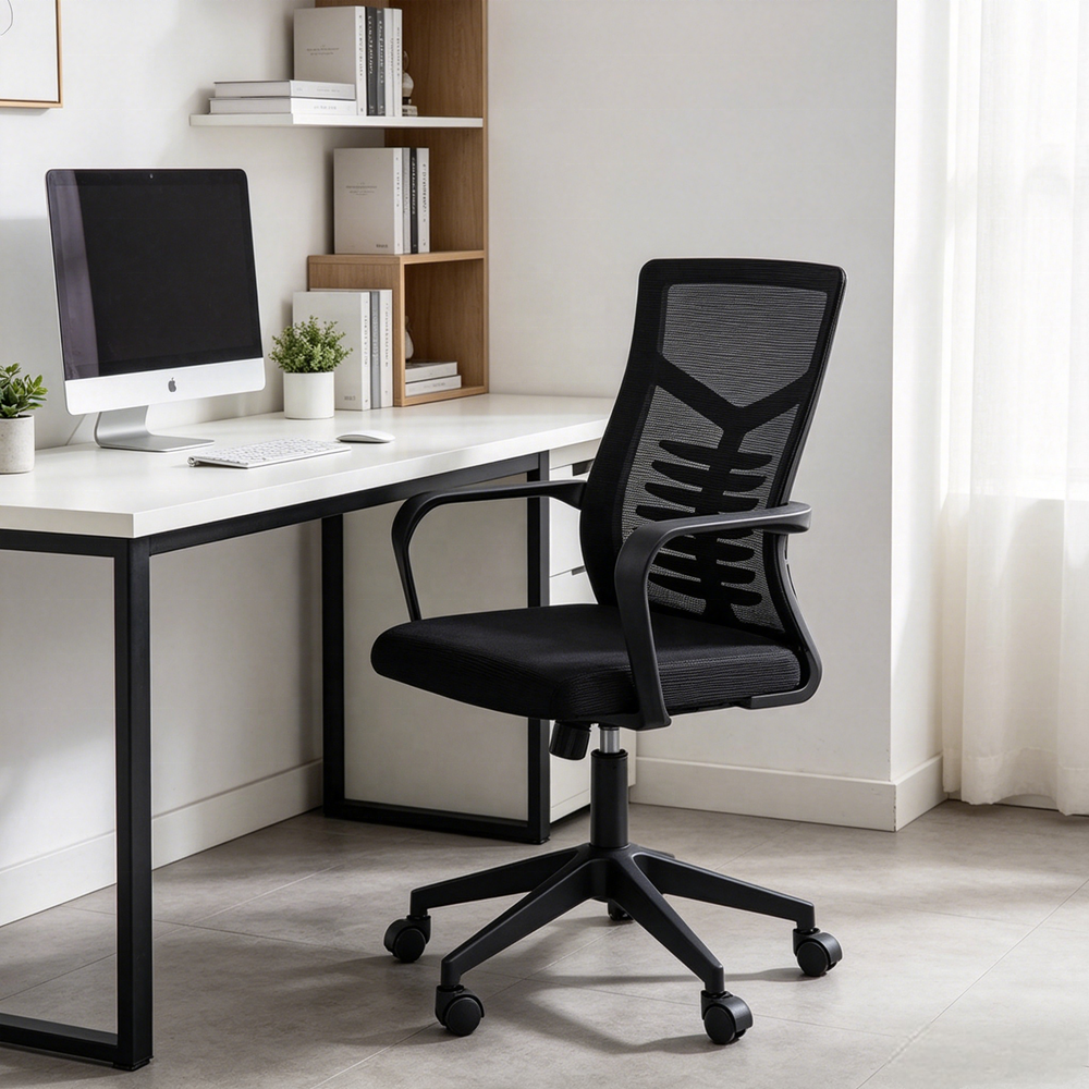 Secretarial office seat with ergonomic back support, adjustable height, and swivel wheels for comfortable office use in Nairobi, Kenya.