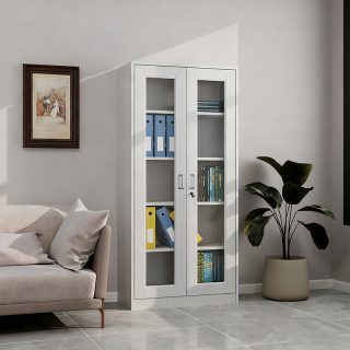 Full glass office filing cabinet for modern document storage in Nairobi, Kenya.
