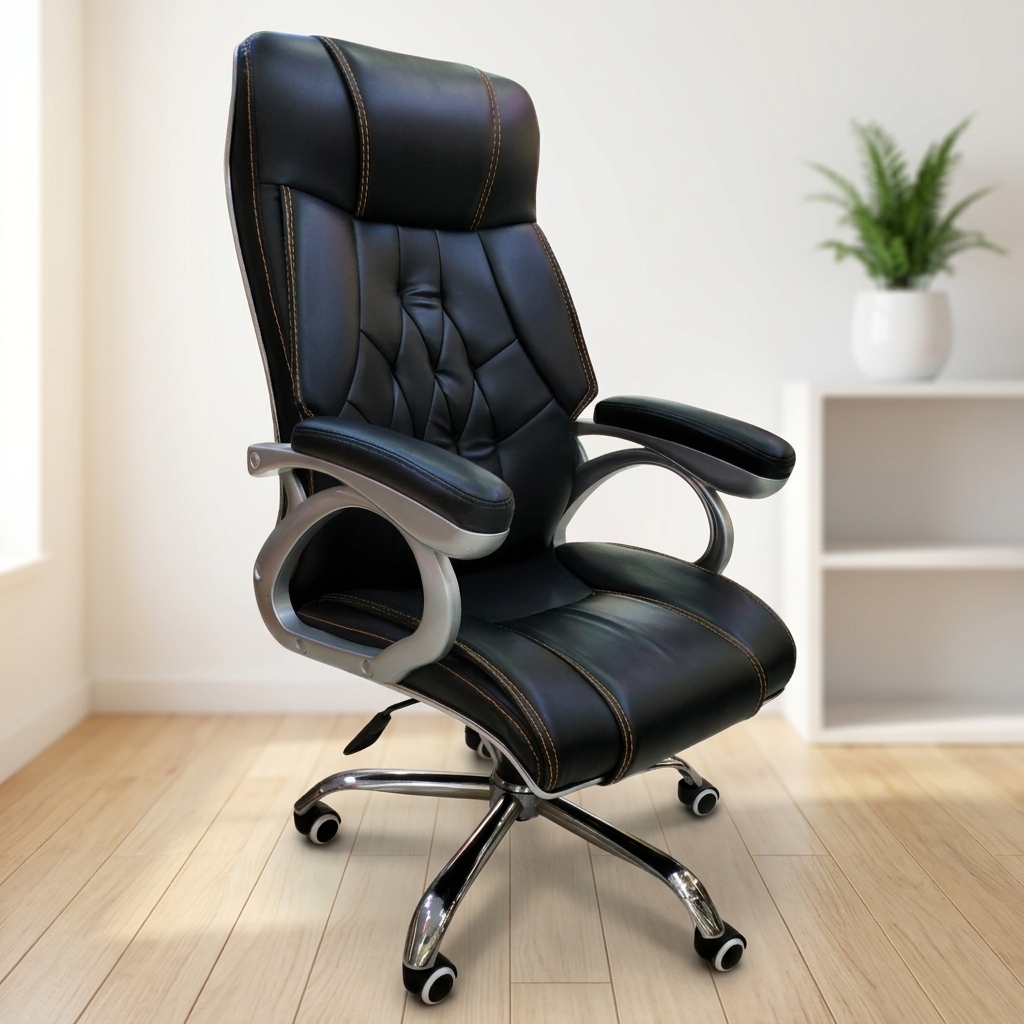 Executive office seat with ergonomic high-back leather upholstery and chrome base for comfortable executive office seating in Nairobi, Kenya.