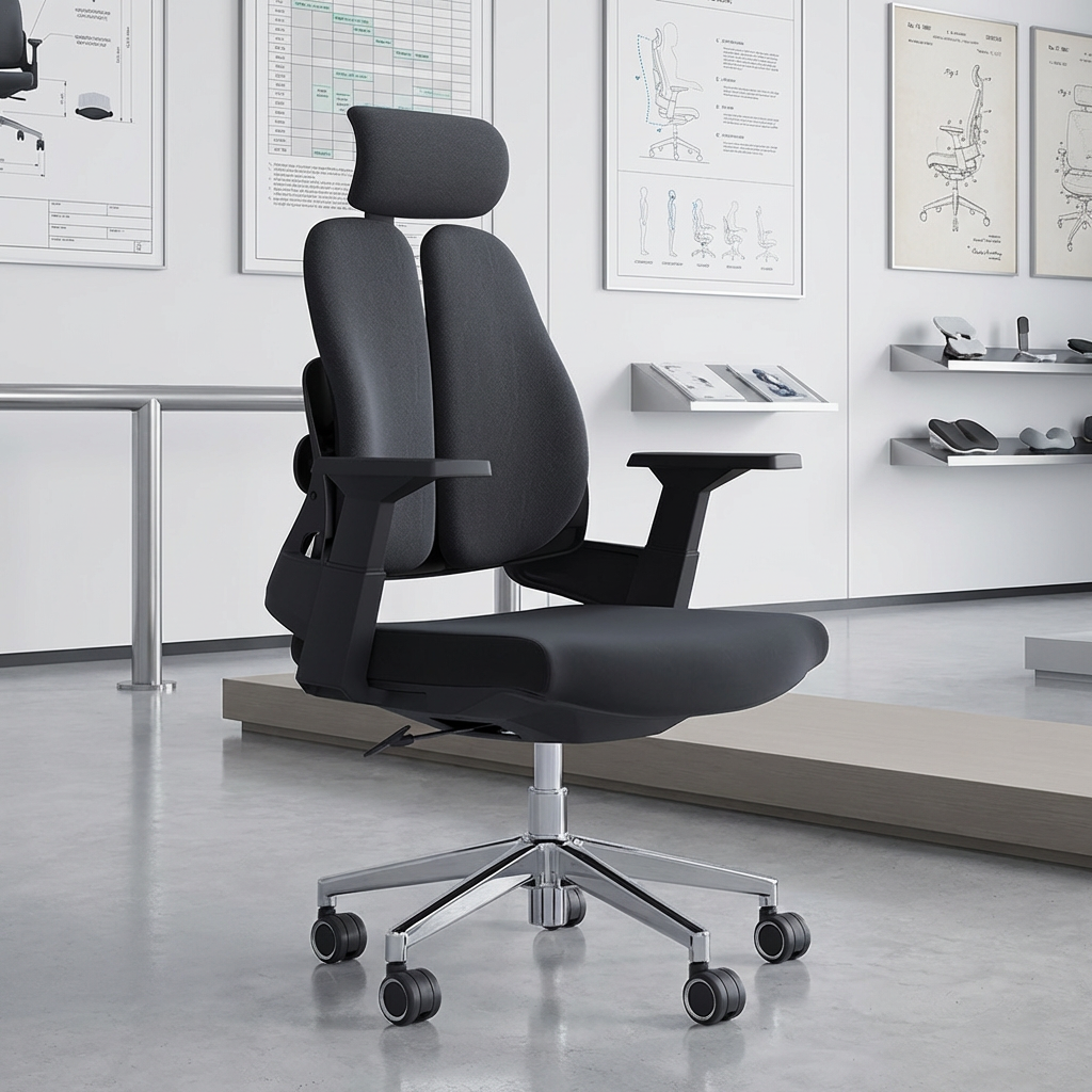 Dual orthopedic office seat with ergonomic back support for comfortable long-hour office use in Nairobi, Kenya.