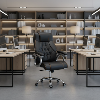 Executive office seat with ergonomic high-back leather upholstery and chrome base for comfortable executive office seating in Nairobi, Kenya.