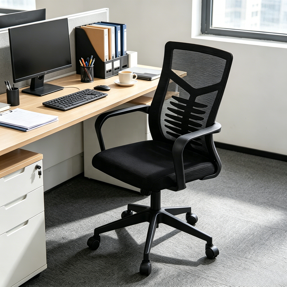 Secretarial office seat with ergonomic back support, adjustable height, and swivel wheels for comfortable office use in Nairobi, Kenya.