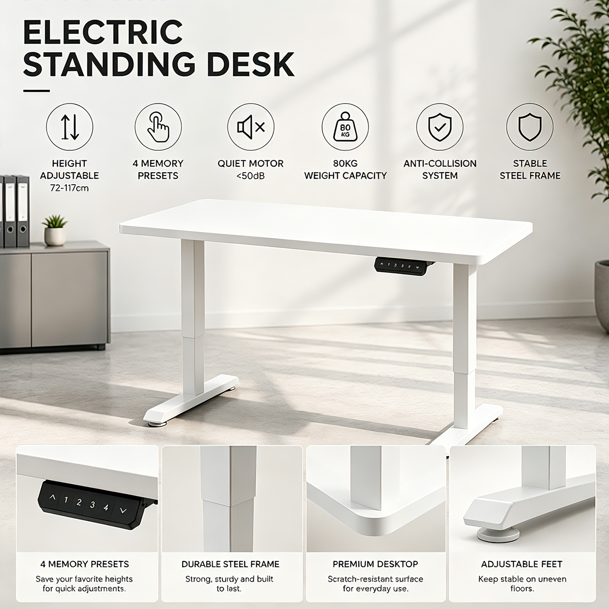 Electric adjustable office table for ergonomic sit-stand workspaces in Nairobi, Kenya