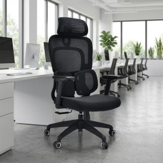 Orthopedic office seat with supportive back and lumbar design for comfortable workspaces in Nairobi, Kenya.