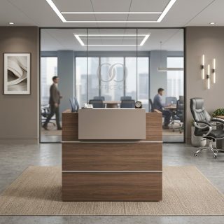 Modern reception desk with spacious workspace and storage for professional offices in Nairobi Kenya